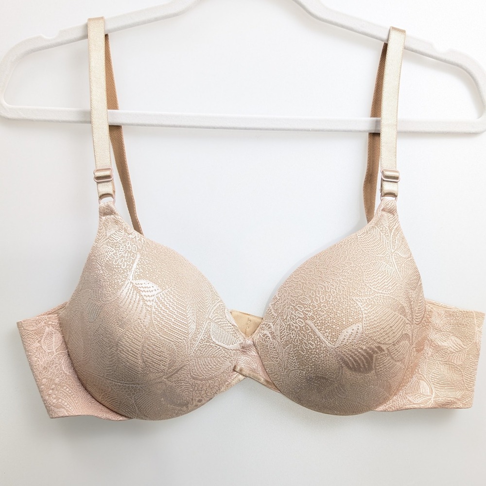 Bali Comfort U‎ Back Full Coverage Underwire Bra Size 36B 3235 Tan Nude Leaf